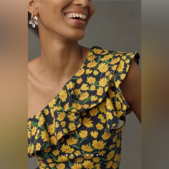 Anthropologie Maeve One Shoulder Ruffle Top NWT Sz M - Picture 3 of 5